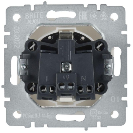 Розетка BRITE РСбш10-3-44-БрБ 16А IP44 с заземл. защ. шторки с крышкой механизм бел. IEK BR-R16-16-44-K01