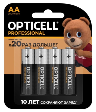 Элемент питания алкалиновый AA/LR6 (блист. 4шт) Professional Opticell 5052001/6052001
