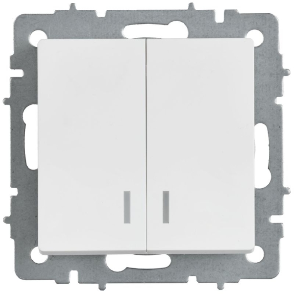 Выключатель 2-кл. СП BRITE ВС10-2-1-БрАБ 10А с индикацией механизм арктич. бел. IEK BR-V20-1-10-K91