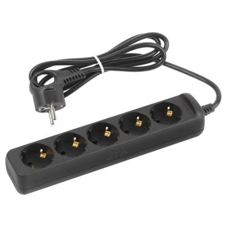 Удлинитель 5х1.5м с заземл. 10А ПВС 3х0.75 черн. UX-5e-1.5m-B Эра Б0057724