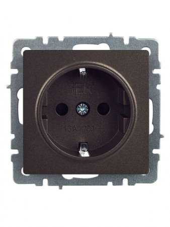 Розетка 1-м СП BRITE РС14-1-0-БрТБ 16А с заземл. защ. шторки механизм бронза IEK BR-R14-16-K45