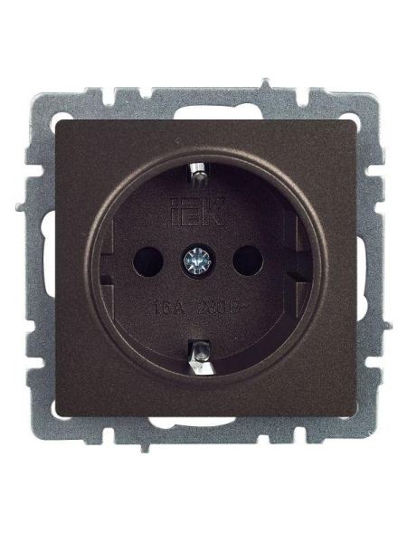 Розетка 1-м СП BRITE РС14-1-0-БрТБ 16А с заземл. защ. шторки механизм бронза IEK BR-R14-16-K45