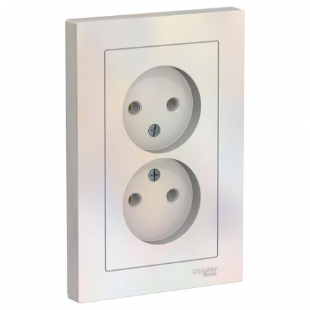 Розетка 2-м СП AtlasDesign 16А IP20 без заземл. в сборе жемчуж. SE ATN000420