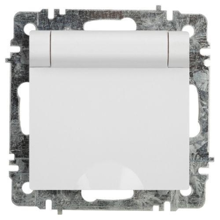 Розетка 1-м СП Accent 6-203-01 16А IP20 250В 2P+E Schuko с крышкой AL/CU бел. Intro Б0063709