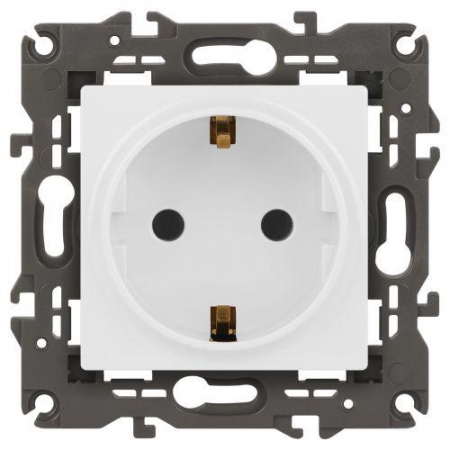 Розетка 1-м СП Эра Elegance 14-2101-01 16А IP20 16AX 250В 2P+E Schuko бел. Эра Б0034264