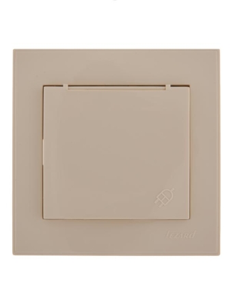 Розетка 1-м СП Rain с заземл. с защ. крышкой керамика крем. LEZARD 703-0303-123