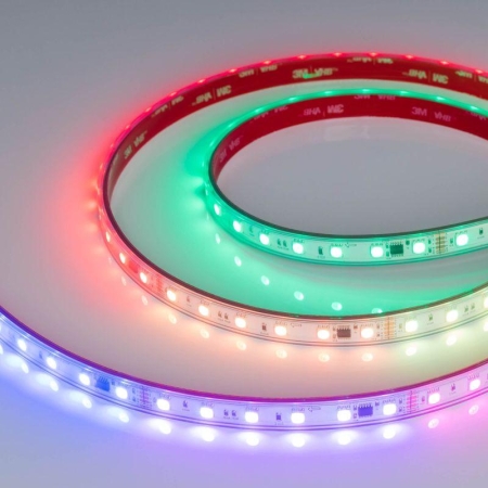 Лента светодиодная DMX-PS-B60-12mm 24V RGB-PX6 14Вт/м IP67 5060 герметичная бегущий огонь (уп.5м) Arlight 039182