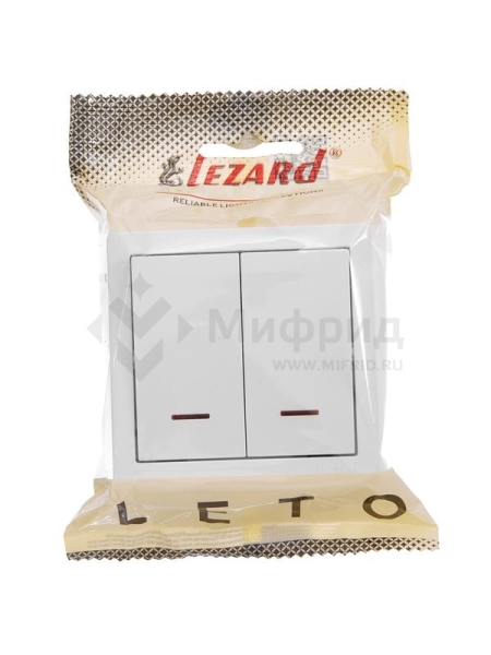 Выключатель 2-кл. ОП LETO с индикацией бел. LEZARD 752-0200-112
