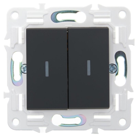 Выключатель проходной 2-кл. SKANDY 10А SK-V10G с индикацией графит IEK SK-V22-1-10-K53