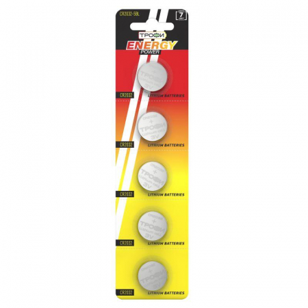Элемент питания литиевый CR2032-5BL (блист.5шт) Трофи C0032185