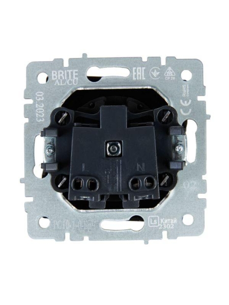 Розетка BRITE РС10-1-0-БрЧ 10А без заземл. без защ. шторок механизм черн. IEK BR-R10-10-K02