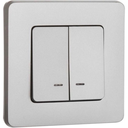 Выключатель 2-кл. Inspiria 10А IP20 250В 10AX с подсветкой/индикацией механизм алюм. IEK 673632