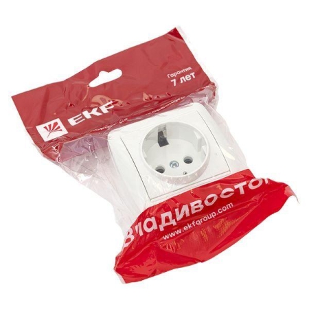 Розетка 1-м ОП Владивосток 16А IP44 с заземл. EKF EQR16-029-30-54