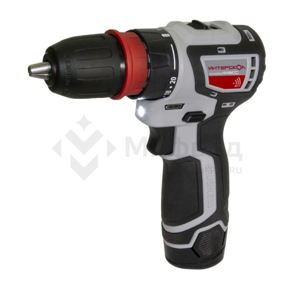 Дрель-шуруповерт аккумуляторная бесщеточн. ДА-10/12В 36 КомбиМАКС (Li-ion сумка 2 аккум. 2А.ч 4 насадки) ИНТЕРСКОЛ 687.2.2.78
