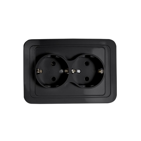 Розетка 2-м CLASSICO с заземл. 2128B черн. IN HOME 4690612061122