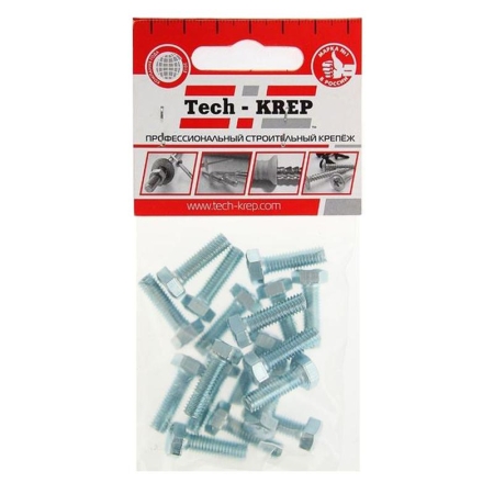 Болт с шестигранной головкой М6х20 DIN 933 класс прочн. 8.8 оцинк. (коробка) (уп.18шт) Tech-Krep/Zitar 102957