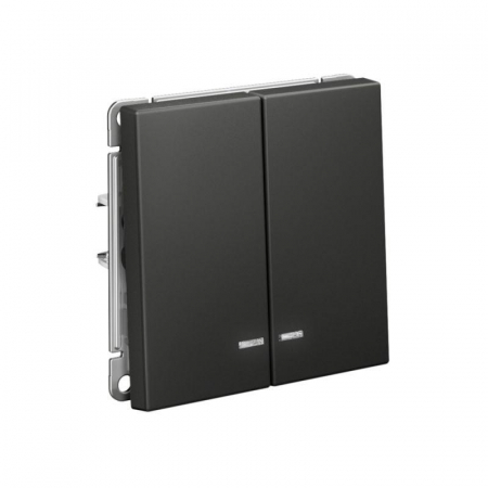 Выключатель 2-кл. ArtGallery (сх. 5а) 10AX с подсветкой быстрозажим. клем. механизм базальт SE GAL001453S