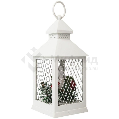 Фонарь декоративный 10.5х10.5х24см тепл. бел. со свечкой корпус бел. Neon-Night 513-042