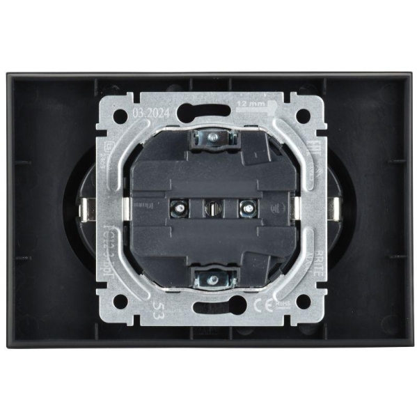 Розетка 2-м СП BRITE РС12-3-БрГ 16А в сборе с заземл. без защ. шторок графит IEK BR-R21-16-K53-F