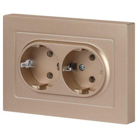 Розетка 2-м СП Accent 6-205-04 16А IP20 250В 2P+E Schuko AL/CU шампань Intro Б0063492