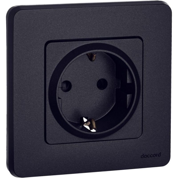 Розетка 1-м СП Inspiria 16А IP20 250В 2P+E защ. шторки немецк. стандарт механизм антрацит IEK 673733