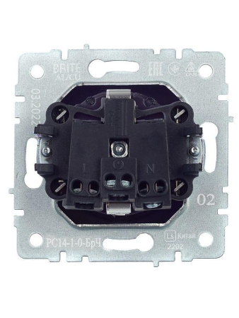 Розетка BRITE РС14-1-0-БрЧ 16А с заземл. защ. шторки механизм черн. IEK BR-R14-16-K02