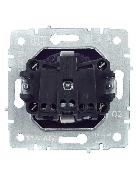 Розетка BRITE РС14-1-0-БрЧ 16А с заземл. защ. шторки механизм черн. IEK BR-R14-16-K02