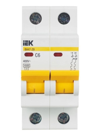 Выключатель автоматический модульный 2п C 6А 4.5кА ВА47-29 KARAT IEK MVA20-2-006-C