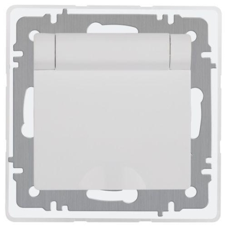 Розетка 1-м СП Accent 6-209-01 16А IP44 250В 2P+E Schuko с крышкой защ. штор. AL/CU бел. Intro Б0063553