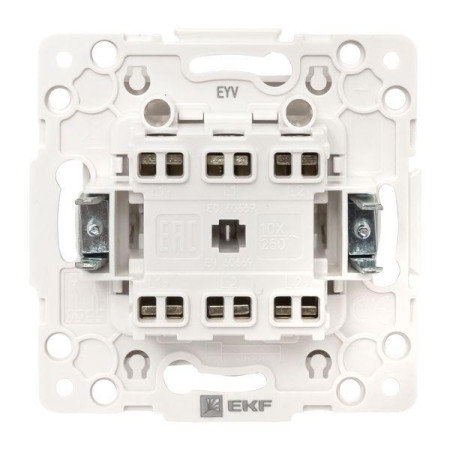 Переключатель проходной 2-кл. Стокгольм 10А винтов. клеммы механизм бел. PROxima EKF EYV10-027-20