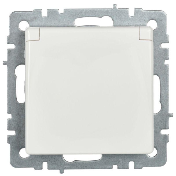 Розетка BRITE РСбш10-3-БрБ 16А IP20 с заземл. защ. шторки с крышкой механизм бел. IEK BR-R16-16-K01