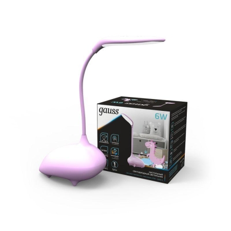 Светильник светодиодный настольный Qplus 6Вт 2700-6000К 330лм 5В аккум. Li-ion 1200мА.ч диммир. детский роз. GAUSS GT7014