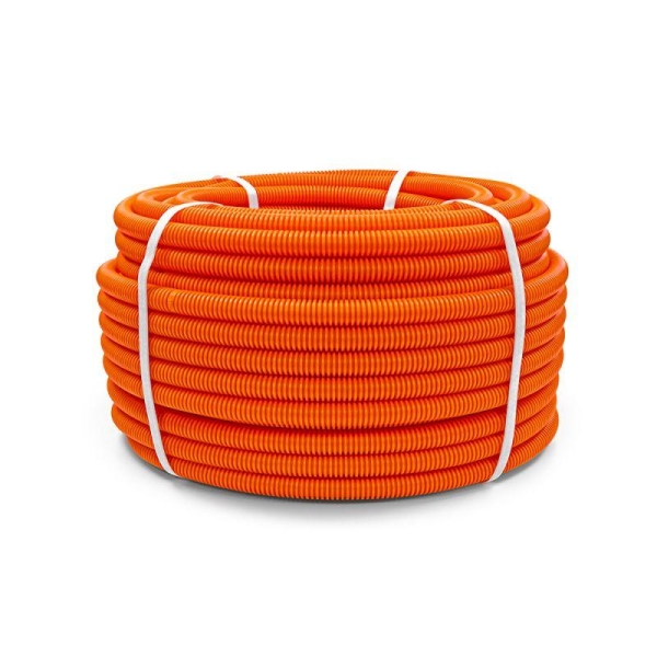 Труба гофрированная ПНД тяжелая d20мм с протяжкой 750 Н безгалоген. (HF) с протяжкой (уп.50м) Промрукав PR02.0034