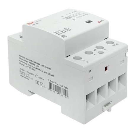 Контактор модульный КМ 63А 4NO 230В AC (3 мод.) AVERES EKF km-av-3-63-40-230V