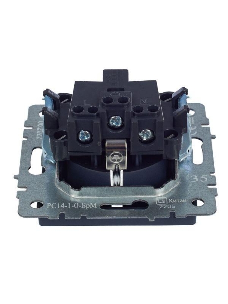 Розетка 1-м СП BRITE РС14-1-0-БрМ 16А с заземл. защ. шторки механизм маренго IEK BR-R14-16-K35