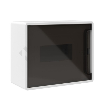 Щиток настенный Фрейм (FRAME) 8 мод. с тонированной дверцей с 2 шинами PEN на 6 и 8 отверст. бел. DKC F08W1WD