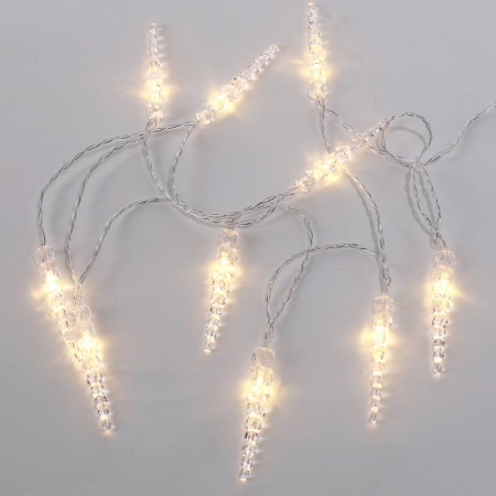 Гирлянда светодиодная "Сосульки" 1.5м 10LED тепл. бел. 0.1Вт IP20 провод прозр. ПВХ элементы питания 2хAA (не в компл.) Neon-Night 303-093