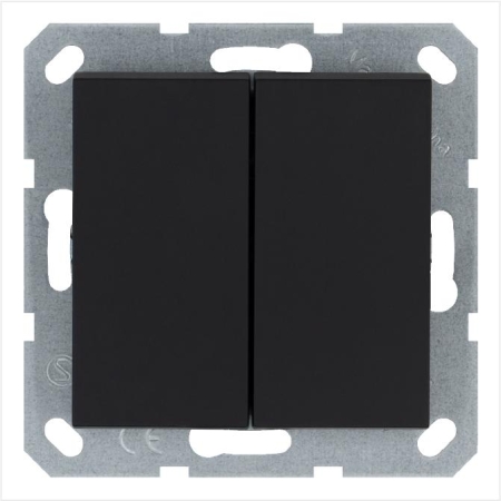 Переключатель перекрестный 2-кл. 10А IP20 механизм черн. матов. soft touch Jasmart G3014PB