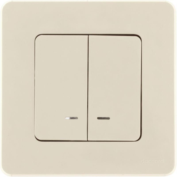 Выключатель 2-кл. Inspiria 10А IP20 250В 10AX с подсветкой/индикацией механизм сл. кость IEK 673631