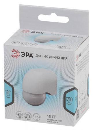 Датчик движения MD 011 макс. нагрузка 800Вт угол обзора 180град. дальность 12м IP44 (501050) Эра Б0043788