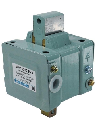 Электромагнит МИС-2200 ЕУ3 220В толкающее исполнение ПВ 100% IP20 с жесткими выводами Электротехник ET502257