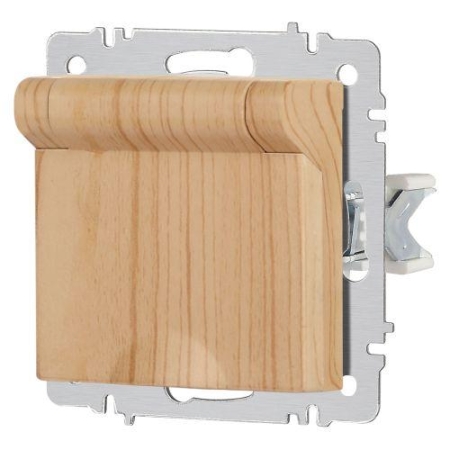 Розетка 1-м СП Accent 6-203-11 16А IP20 250В 2P+E Schuko с крышкой AL/CU сосна Intro Б0063479