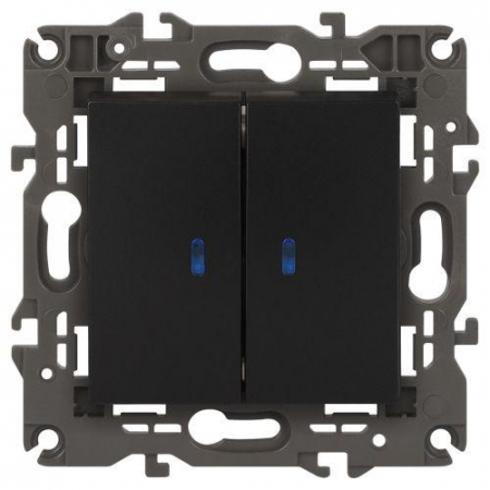 Выключатель 2-кл. СП Elegance 14-1105-05 10А IP20 250В 10AX с подсветкой механизм антрацит Эра Б0034241