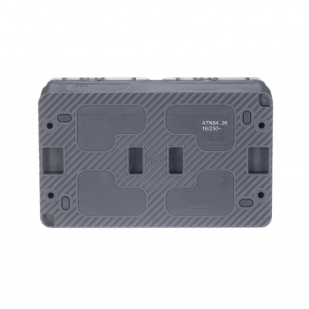 Розетка 2-м ОП AtlasDesign PROFI 16А IP54 заземл. защ. шторки антрацит SE ATN544026