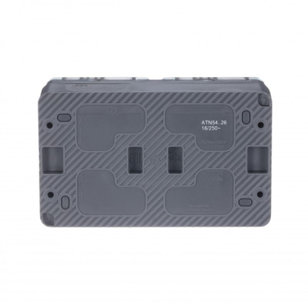 Розетка 2-м ОП AtlasDesign PROFI 16А IP54 заземл. защ. шторки антрацит SE ATN544026