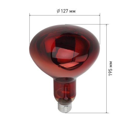 Излучатель тепловой (лампа инфракрасная) ИКЗК 220-250 R127 250Вт E27 для обогрева животных и освещения КЭЛЗ Б0055442