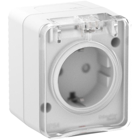 Розетка 1-м ОП AtlasDesign PROFI 16А IP54 250В заземл. защ. шторки бел. SE ATN540145