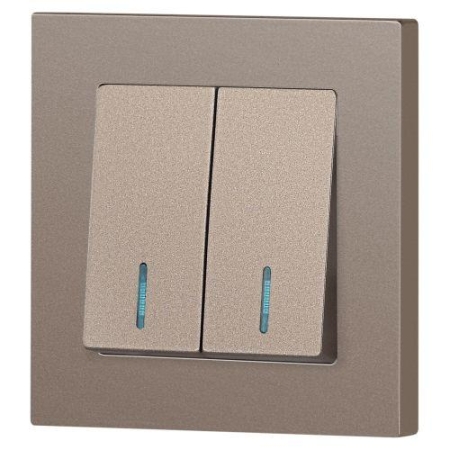 Выключатель 2-кл. СП Accent 6-105-08 10А IP20 250В с подсветкой AL/CU бронза Intro Б0063523