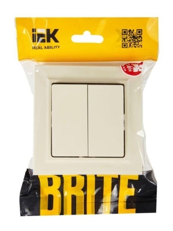 Выключатель 2-кл. СП BRITE ВСР10-2-0-БрКр 10А в сборе беж. IEK BR-V20-0-10-K10-F