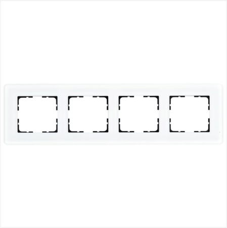 Рамка 4-м G-Glass закругленная стекло матов. бел. Jasmart G1004GW-RM